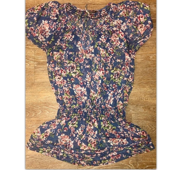 EXPRESS | Flower ruffle sheer blouse NWOT - Picture 1 of 6
